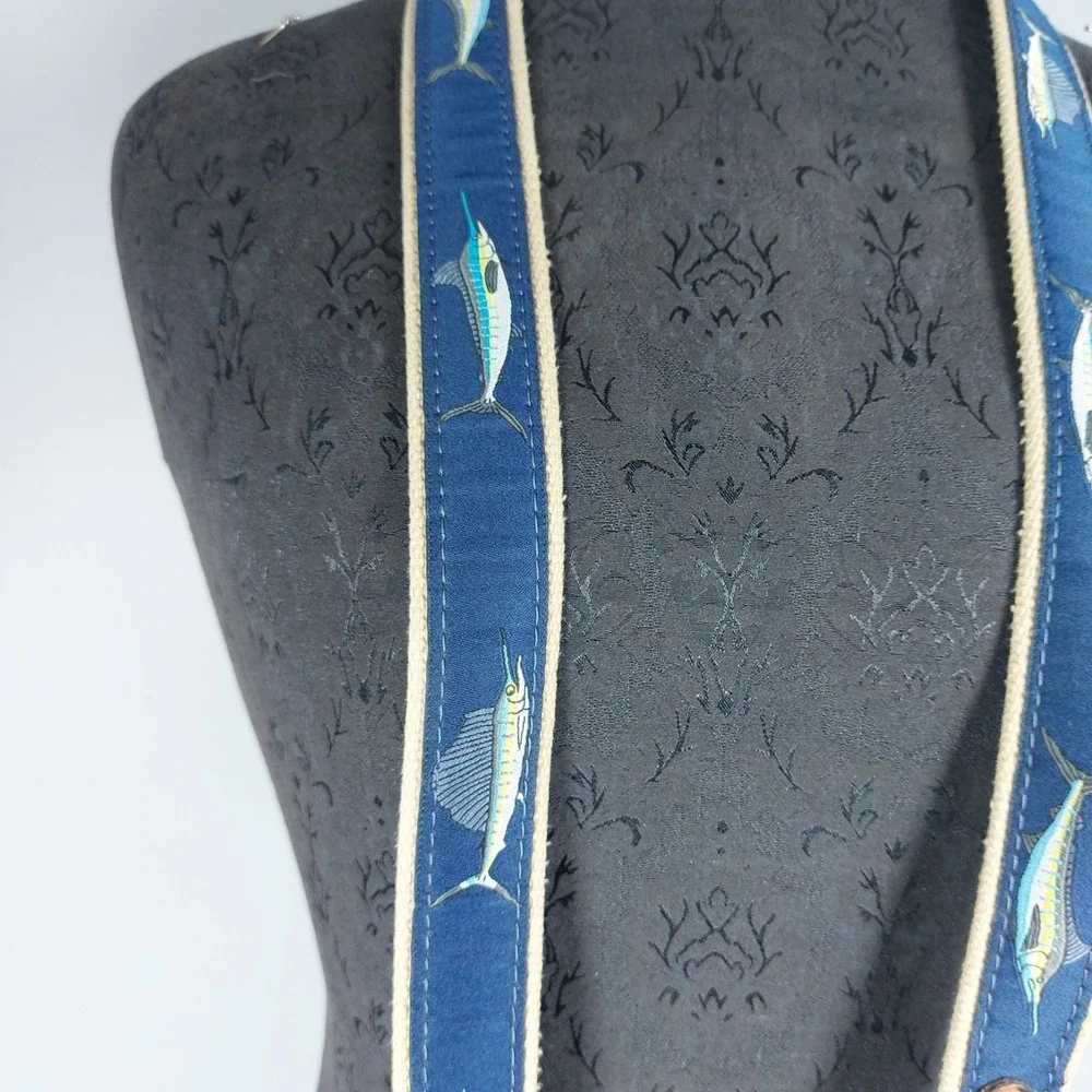 World Wide Sportsman Marlin Sail Fish Ribbon Belt Size 46 Blue Leather